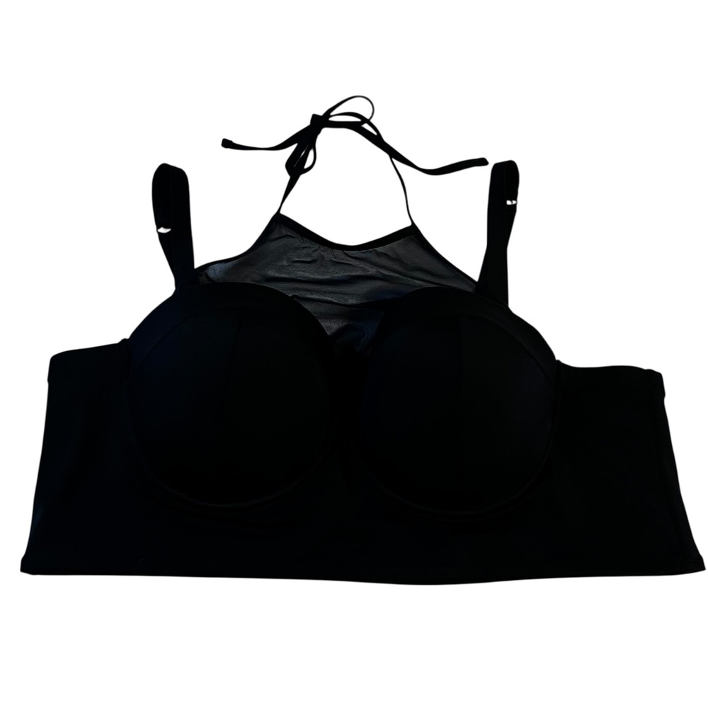 Torrid Black Mesh Halter Bikini Top Size 4 Plus Size Supportive Swim